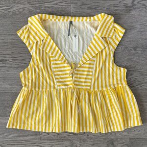 🌼ANTHROPOLGIE🌼 NWT Yellow Striped Sleeveless Top, Size XL
